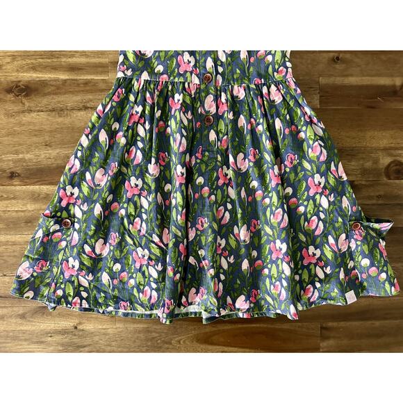 NEW SweetHoney Sleeveless Linen Molly Dress Parade Floral Blue Green Pink Spring - Picture 5 of 9